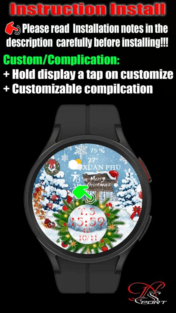 help intruction no app shortcut 2 [N-SPORT560]Merry christmas samsung N-SPORT Watch Face SAMSUNG WATCH FACE