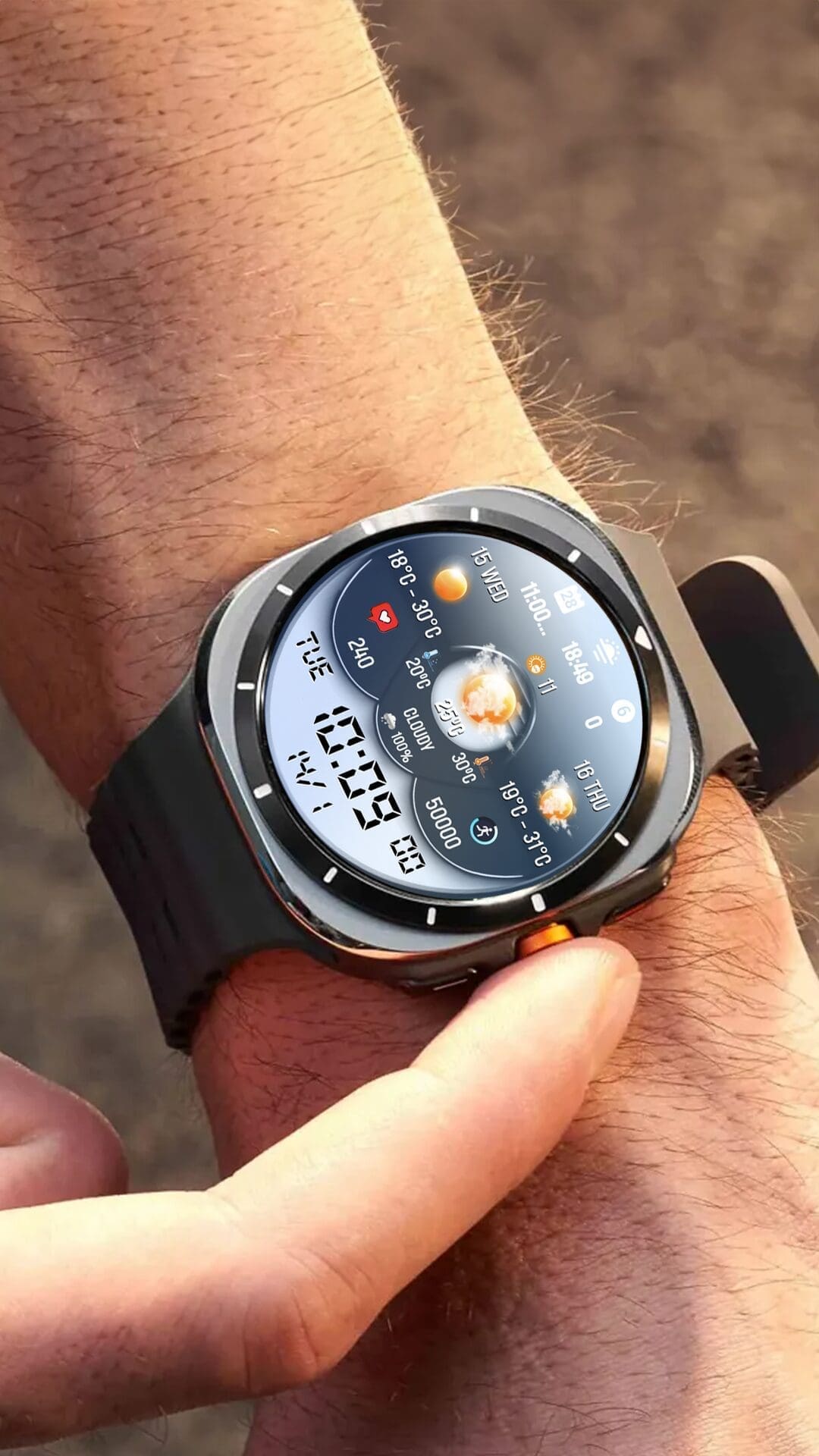 Wear OS watch face features - N-SPORT720 Weather Forecast Watch Face