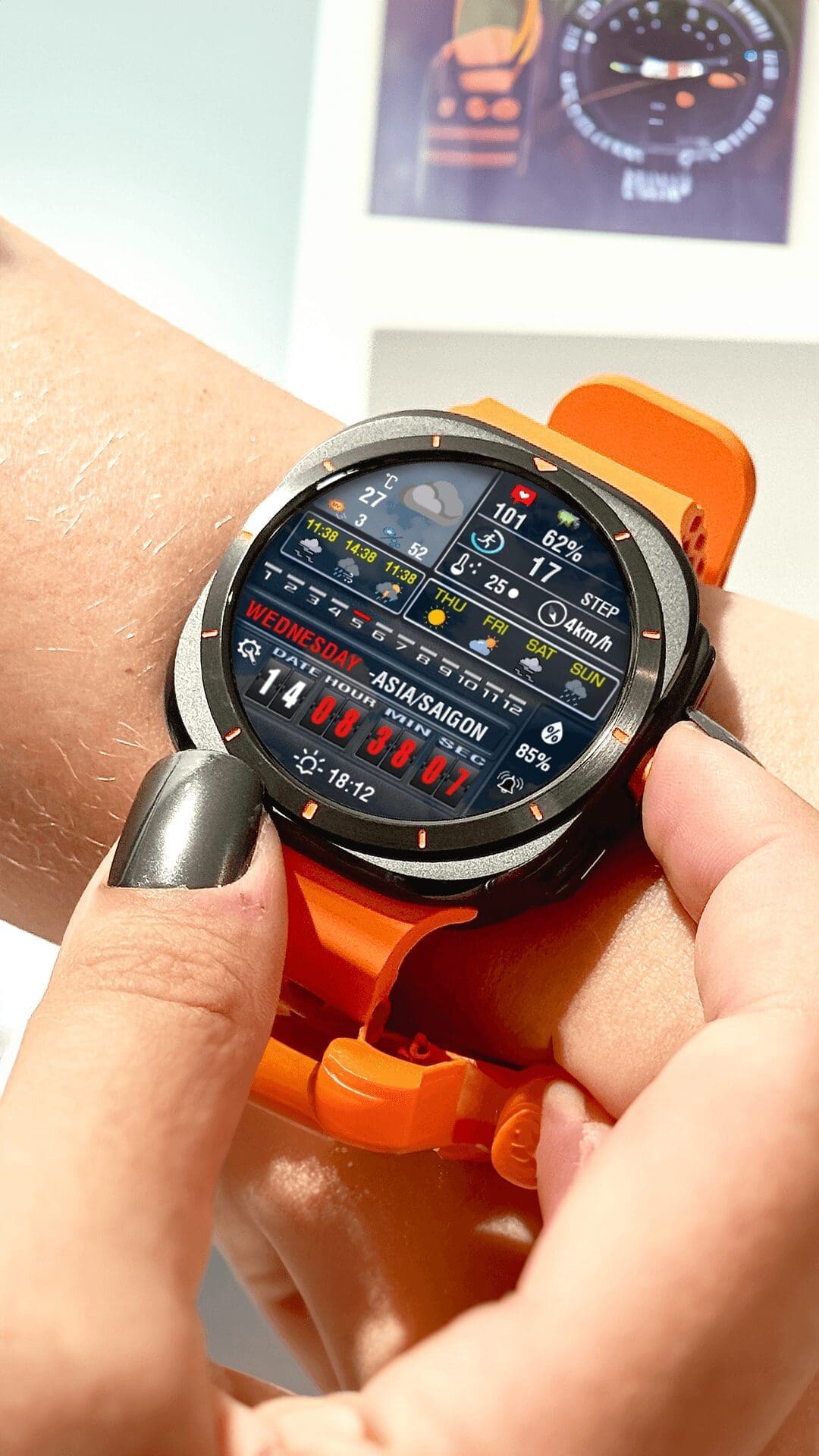 Wear OS watch face features - N-SPORT746 Digital N-SPORT Watch Face Samsung Galaxy Watch Ultra-Watch 7,6,5,4 Wearos Watch face