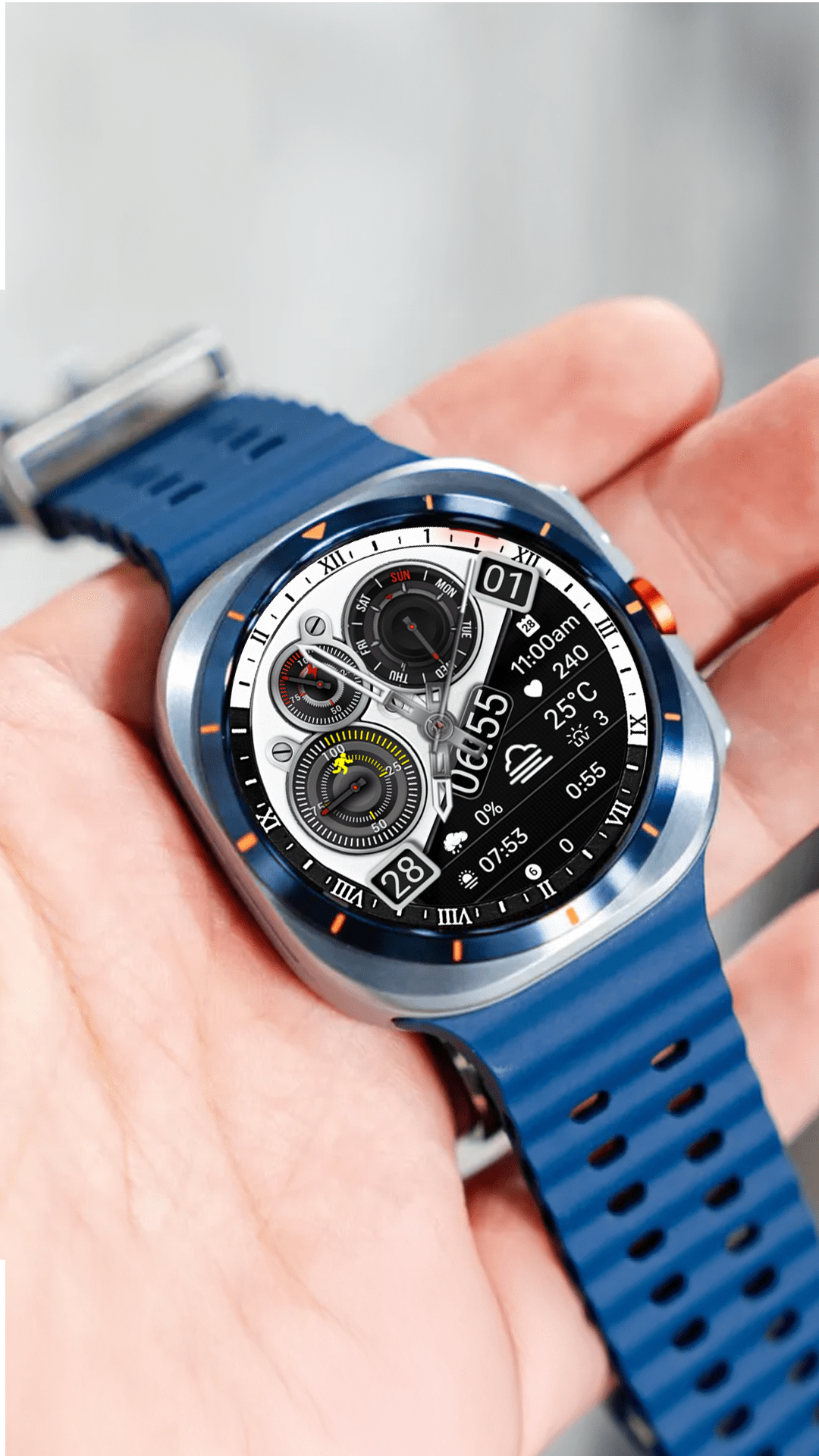 Wear OS watch face features - N-SPORT 776 Classic Wearos Watch Face N-SPORT Watch Face Samsung Watch Ultra, 8,7,6,5,4 Classic
