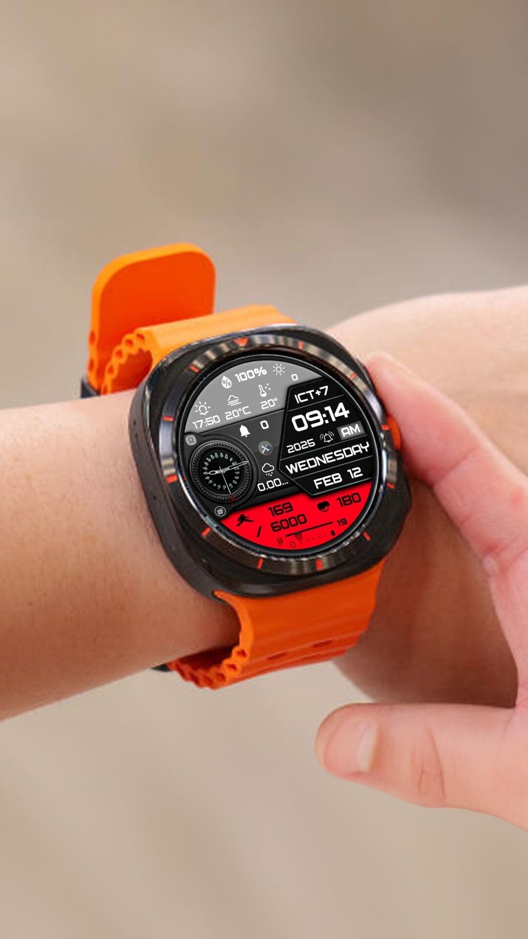 Wear OS watch face features - N-SPORT728 Hybird Color Analog Digital Watch Face